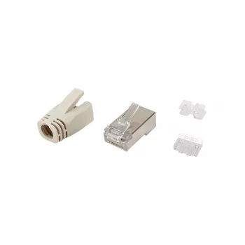 Equip Cat.6A RJ45 geschirmtes Stecker-Set 100 Stück Edelstahl transparent weiß