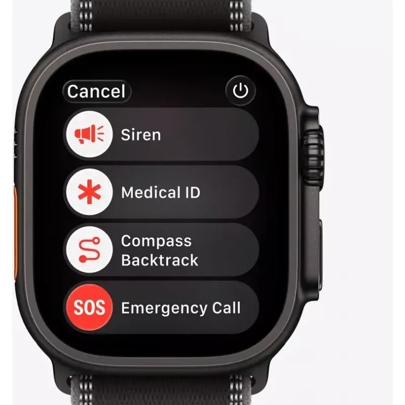 Apple Watch Ultra 3 GPS + Cellular 49mm Gehäuse aus schwarzem Titan mit schwarzem Titan Milanese Loop, groß
