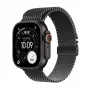 Apple Watch Ultra 3 GPS + Cellular 49mm Gehäuse aus schwarzem Titan mit schwarzem Titan Milanese Loop, groß