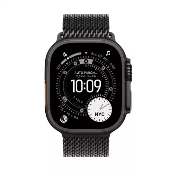 Smartwatch Apple Watch Ultra 3 GPS + Cellular 49mm Black Titanium Gehäuse mit Black Titanium Milanese Loop Medium