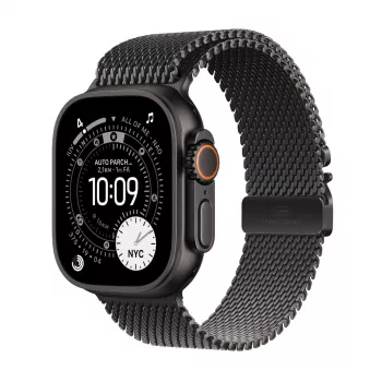 Smartwatch Apple Watch Ultra 3 GPS + Cellular 49mm Black Titanium Gehäuse mit Black Titanium Milanese Loop Medium