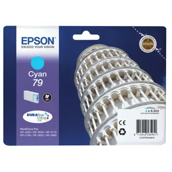 Epson Tower of Pisa Singlepack Cyan 79 DURABrite Ultra Ink, Standard Yield, Cyan, 1 Stk.