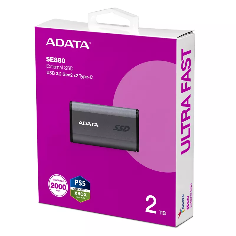 ADATA SE880 2 TB USB Type-C 3.2 Gen 2 (3.1 Gen 2) Grau