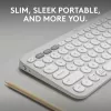 Kompakte Mini-Tastatur Logitech Pebble Keys 2 K380s — RF Wireless + Bluetooth, QWERTY US International, weiß