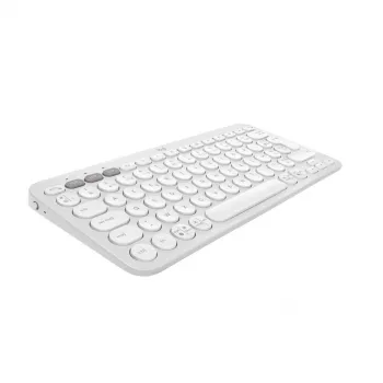 Kompakte Mini-Tastatur Logitech Pebble Keys 2 K380s — RF Wireless + Bluetooth, QWERTY US International, weiß