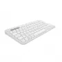 Kompakte Mini-Tastatur Logitech Pebble Keys 2 K380s — RF Wireless + Bluetooth, QWERTY US International, weiß