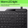 HP 405 Multi-Device Hintergrundbeleuchtete Kabelgebundene Tastatur, Vollgröße (100%), Kabelgebunden, USB, Membran, QWERTY, Schwarz