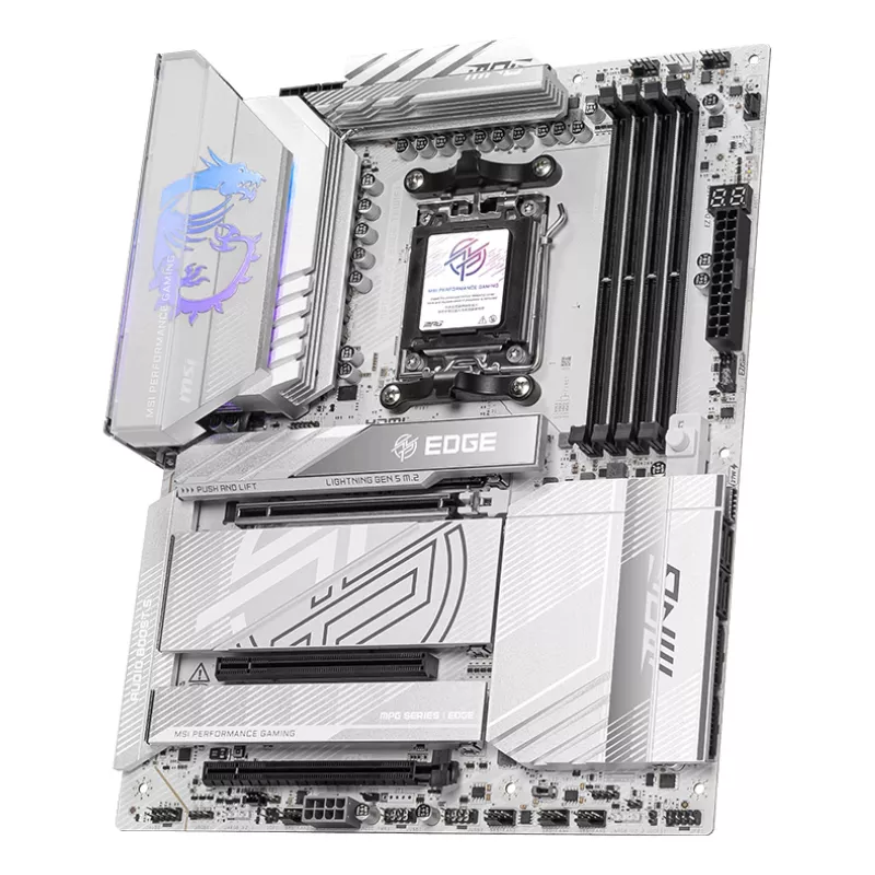 Motherboard MSI MPG X870E EDGE TI WIFI, AMD X870E-Chipsatz, Sockel AM5, ATX, DDR5, 4×DIMM, Wi‑Fi 7, 5Gb LAN, 4×M.2