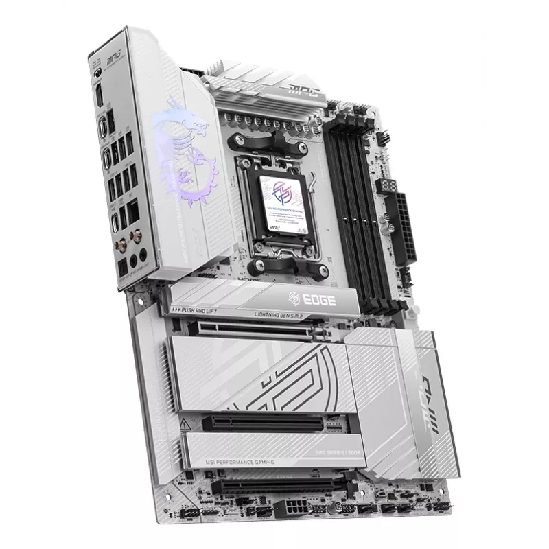 Motherboard MSI MPG X870E EDGE TI WIFI, AMD X870E-Chipsatz, Sockel AM5, ATX, DDR5, 4×DIMM, Wi‑Fi 7, 5Gb LAN, 4×M.2