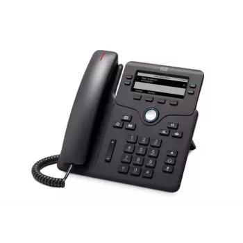IP Phone Cisco 6851 — 4-zeiliges Wi‑Fi VoIP-Telefon, 3,5 Zoll 396×162 monochromes Display, Gigabit-Ethernet, PoE, Bluetooth, kabelgebundener Hörer, schwarz
