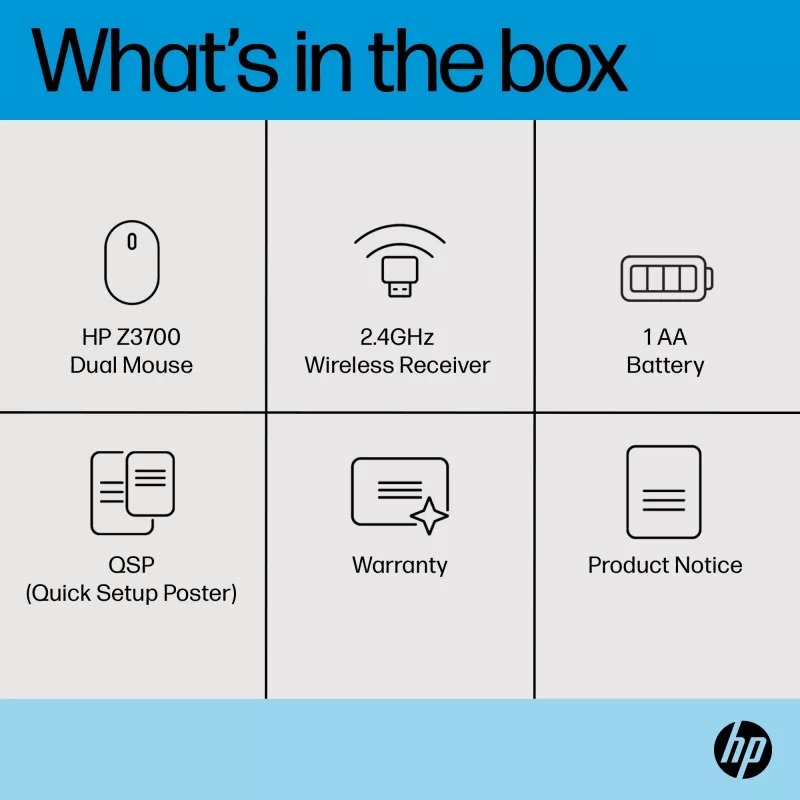HP Z3700 Dual Silver Maus, beidhändig, RF Wireless + Bluetooth, Silber