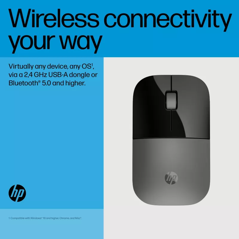 HP Z3700 Dual Silver Maus, beidhändig, RF Wireless + Bluetooth, Silber