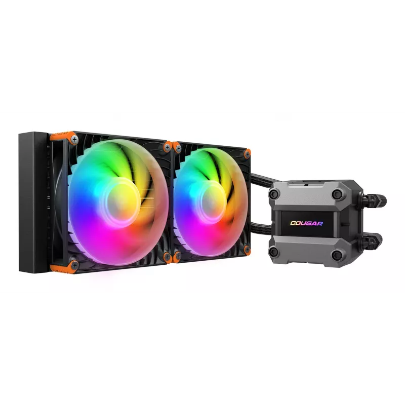 COUGAR CPU Wasserkühlung Poseidon Ultra 240, ARGB, Schwarz, All-in-One-Flüssigkeitskühler, 12 cm, 500 RPM, 2200 RPM, Schwarz