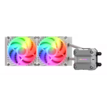 COUGAR CPU Wasserkühlung Poseidon Ultra 240, ARGB, Weiß, All-in-One-Flüssigkeitskühler, 12 cm, 500 U/min, 2200 U/min, Weiß