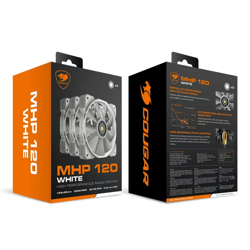 COUGAR Gehäuselüfter MHP 120, Weiß, 3er-Pack