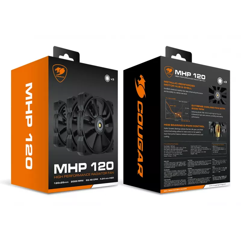 COUGAR Gehäuselüfter MHP 120, Schwarz, 3er-Pack