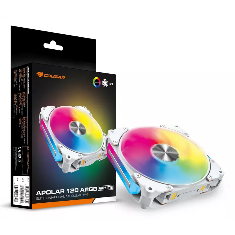 COUGAR Gehäuselüfter Apolar 120 ARGB, Weiß, Lüfter, 12 cm, Weiß