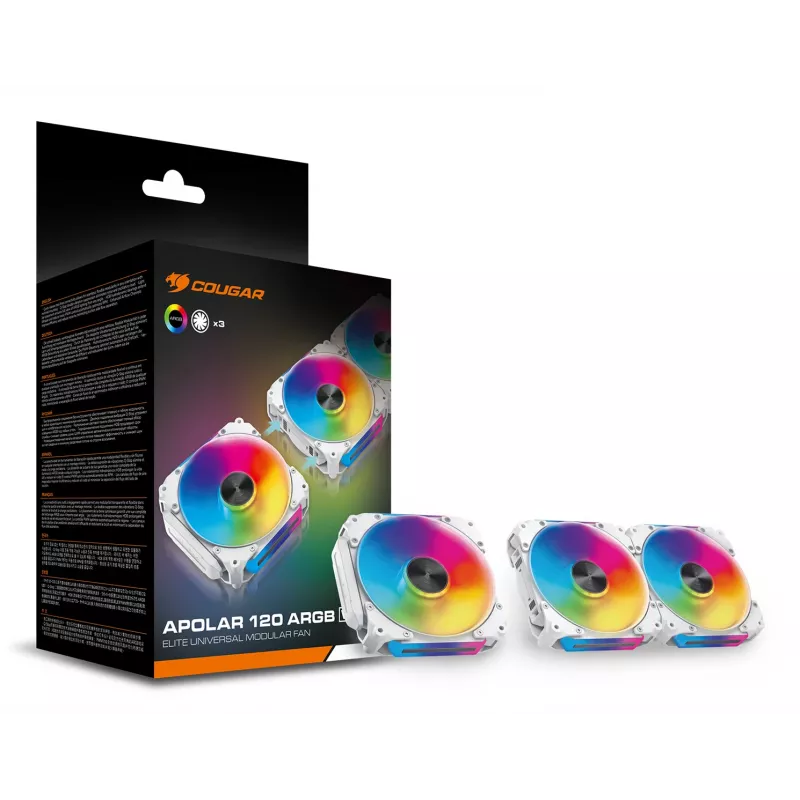 COUGAR Gehäuselüfter Apolar 120 ARGB, Weiß (3er-Pack), Lüfter, 12 cm, Weiß