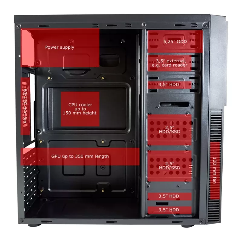 PC-Gehäuse LC-Power LC-7041B-ON Midi Tower Schwarz