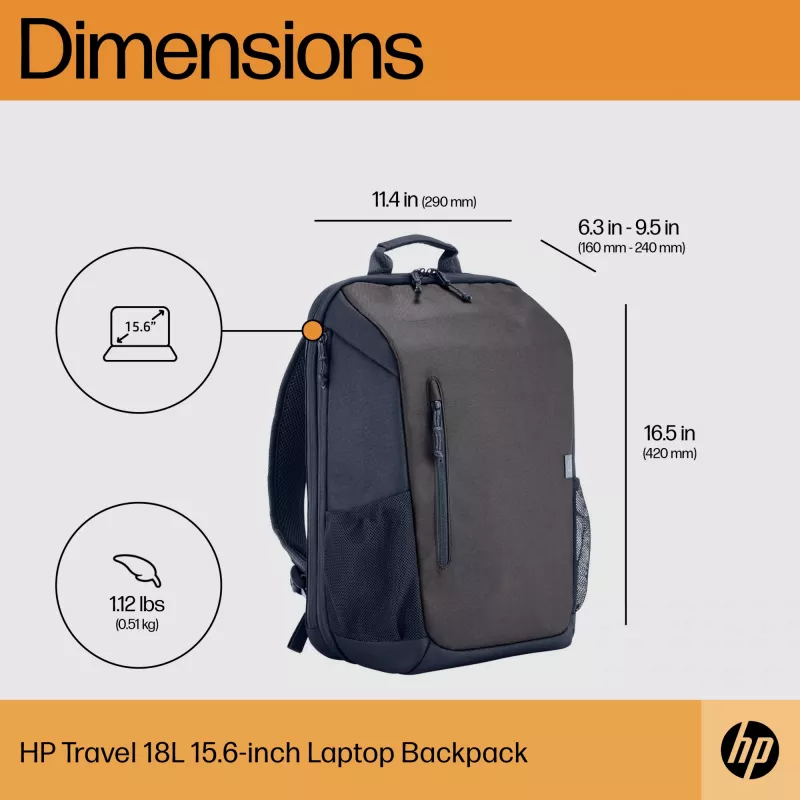 HP Travel 18 Liter 15.6 Iron Grau Laptop-Rucksack