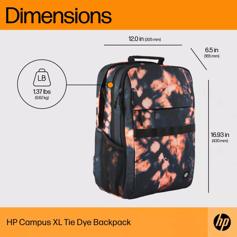 Freizeit-Rucksack HP Campus XL Tie Dye Rucksack Schwarz Polyester