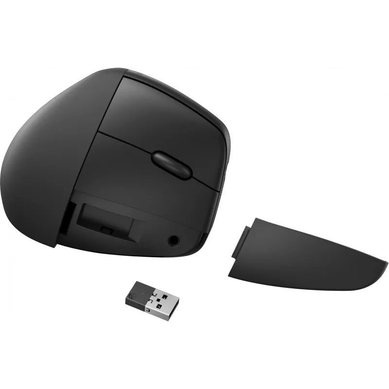 HP 920 Ergonomische kabellose Maus, Rechtshänder, vertikales Design, Bluetooth + USB Typ A, 4000 DPI, Schwarz