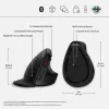 HP 920 Ergonomische kabellose Maus, Rechtshänder, vertikales Design, Bluetooth + USB Typ A, 4000 DPI, Schwarz