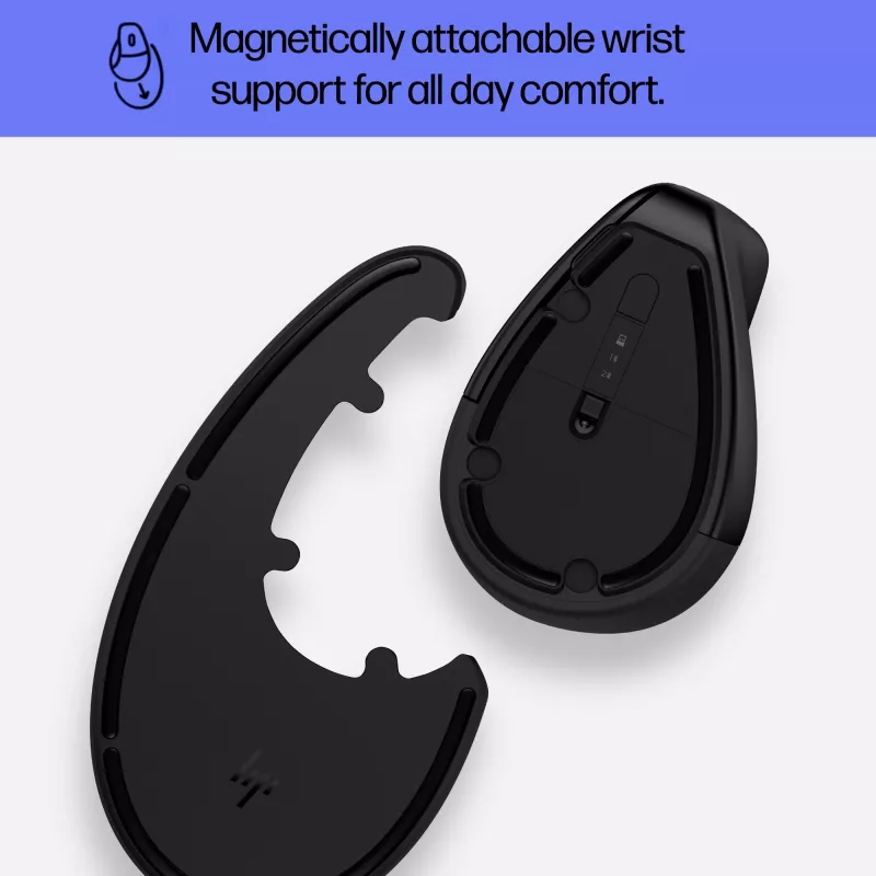 HP 920 Ergonomische kabellose Maus, Rechtshänder, vertikales Design, Bluetooth + USB Typ A, 4000 DPI, Schwarz