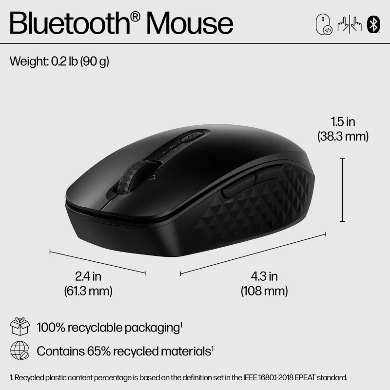 HP 420 Programmierbare Bluetooth-Maus, beidhändig, Bluetooth, 4000 DPI, Schwarz