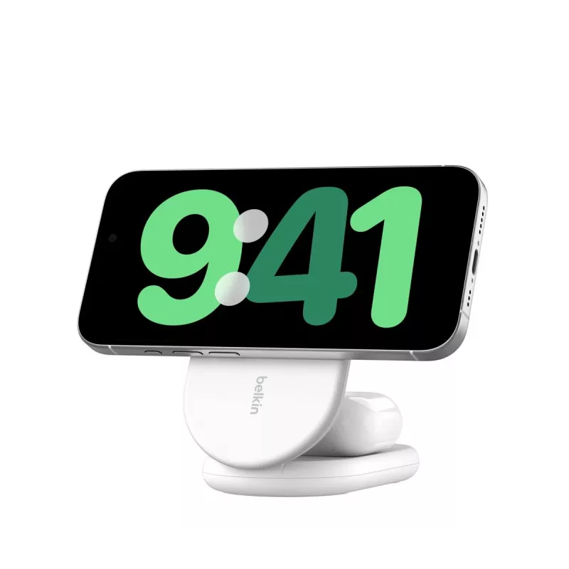 BELKIN Boostcharge Qi2 15w Magnetic 2in1 Stand – Weiß