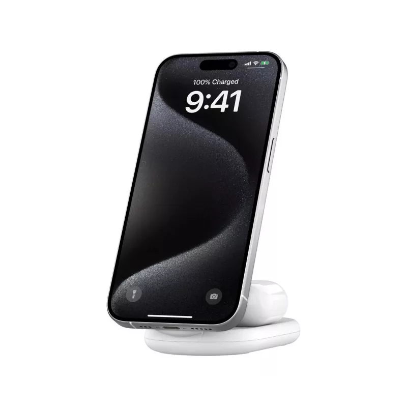 BELKIN Boostcharge Qi2 15w Magnetic 2in1 Stand – Weiß