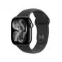 Smartwatch Apple Watch Series 11 GPS + Cellular 42mm Jet Black Aluminium Gehäuse mit schwarzem Sportarmband - M/L