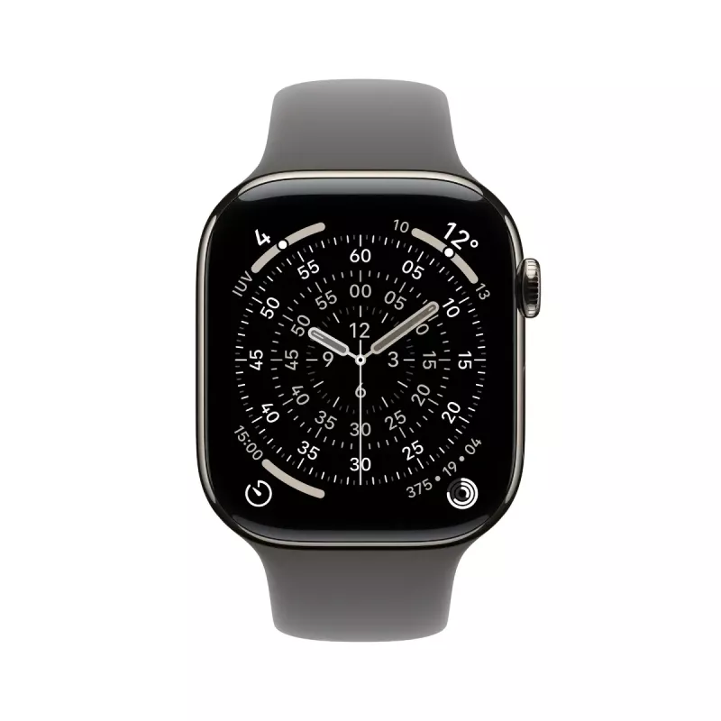 APPLE Watch Series 11 GPS + Cellular 46 mm natürliches Titangehäuse mit Stone Grey Sportband S/M