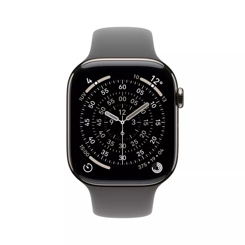APPLE Watch Series 11 GPS + Cellular 46mm natürliches Titangehäuse mit Stone Grey Sport Armband M/L