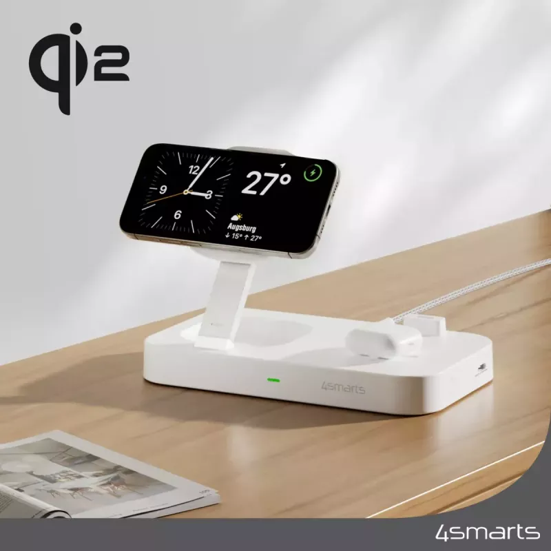 Wireless Charger 4smarts Qi2 Universal Weiß Schnellladegerät Indoor AC 12V