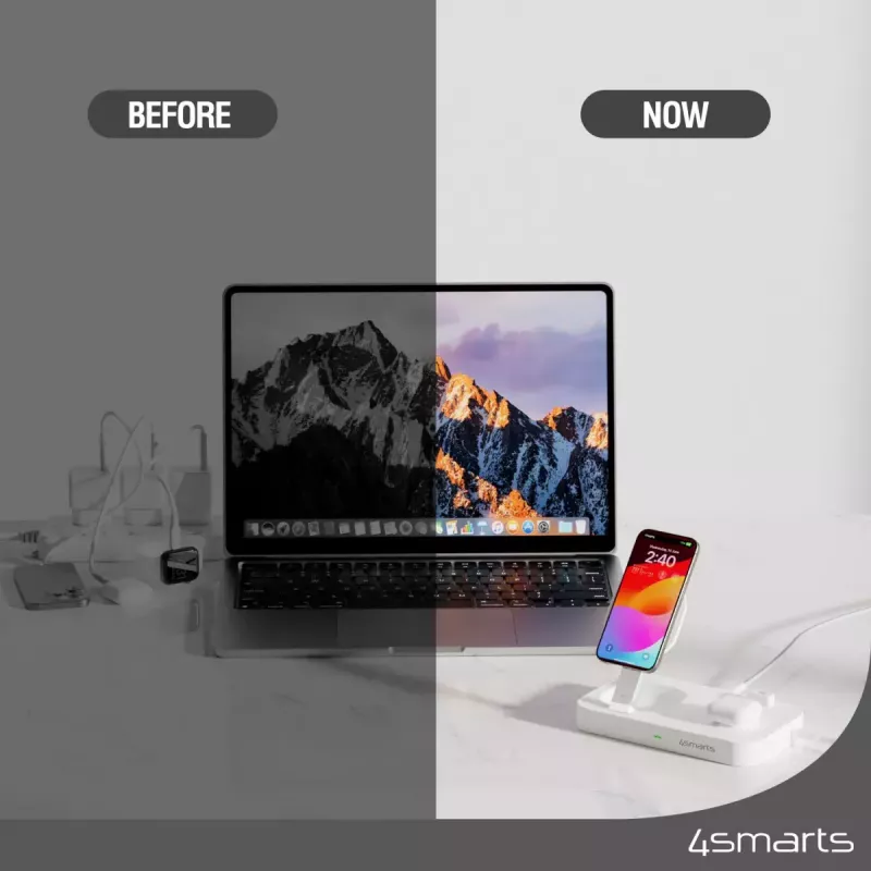 Wireless Charger 4smarts Qi2 Universal Weiß Schnellladegerät Indoor AC 12V