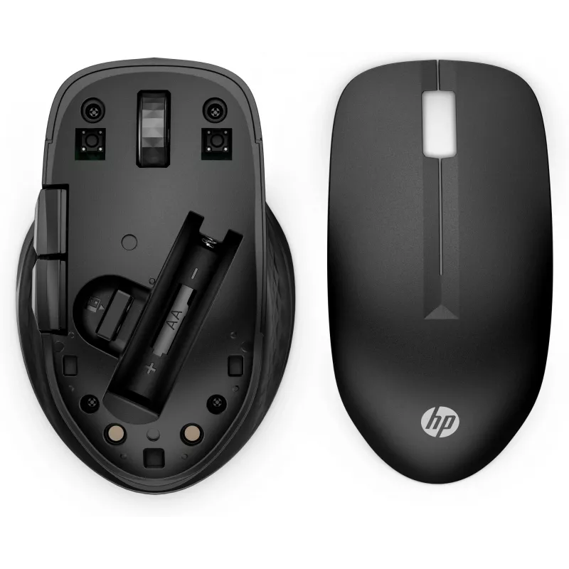 HP 430 Multi-Device Wireless Mouse, beidhändig, optisch, RF Wireless + Bluetooth, 1200 DPI, Schwarz