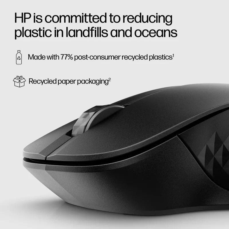 HP 430 Multi-Device Wireless Mouse, beidhändig, optisch, RF Wireless + Bluetooth, 1200 DPI, Schwarz