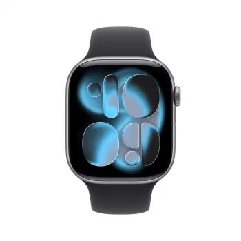 APPLE Watch Series 11 GPS + Cellular 46mm Space Graues Aluminiumgehäuse mit schwarzem Sportarmband S/M
