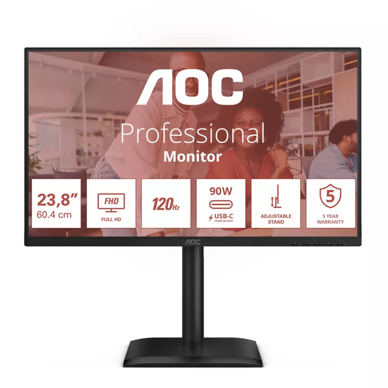 AOC E4 24E4CV Computer Monitor 60,5 cm (23,8 Zoll) 1920 x 1080 Pixel Full HD LED Schwarz