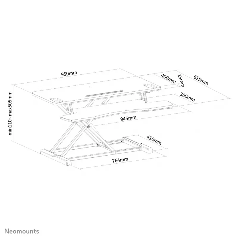 Neomounts NS-WS300Schwarz Sitz-Steh-Arbeitsplatz – Gasfeder