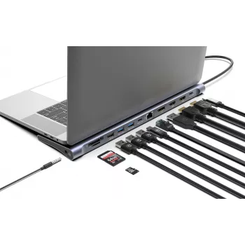 Dock/Hub Manhattan USB-C 10 Ports 4K 60Hz Power Delivery