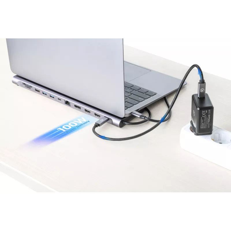 Dock/Hub Manhattan USB-C 10 Ports 4K 60Hz Power Delivery