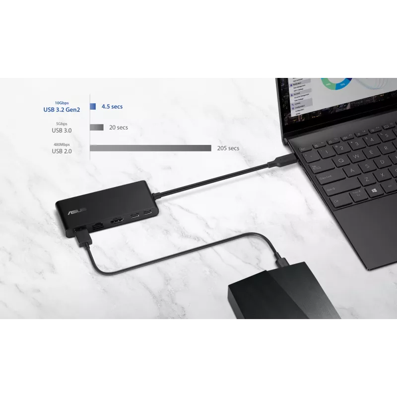 ASUS Dual 4K USB-C Dock DC201 Kabelgebunden USB 3.2 Gen 2 (3.1 Gen 2) Type-C Schwarz