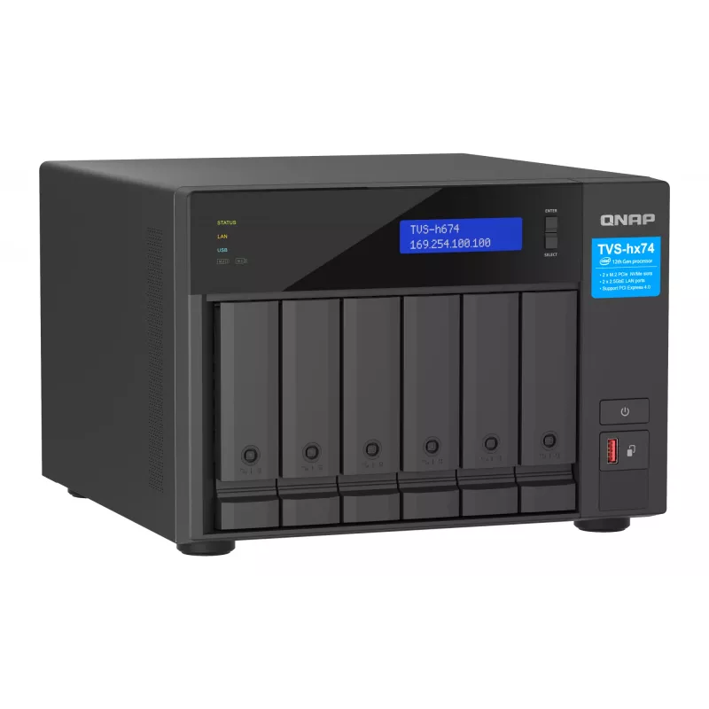 QNAP TVS-H674 NAS Tower Intel® Core™ i5 i5-12400 32 GB DDR4 0 TB QuTS hero Schwarz