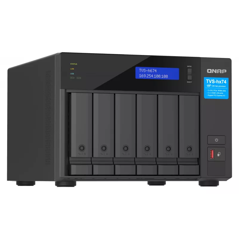 QNAP TVS-H674 NAS Tower Intel® Core™ i5 i5-12400 32 GB DDR4 0 TB QuTS hero Schwarz