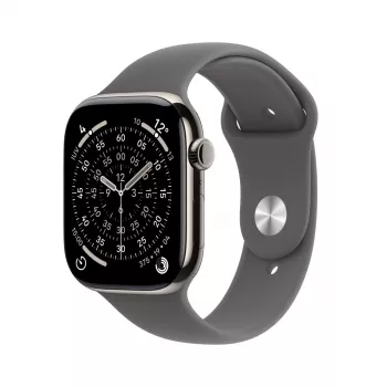APPLE Watch Series 11 GPS + Cellular 42mm natürliches Titangehäuse mit Stone Grey Sport Armband S/M