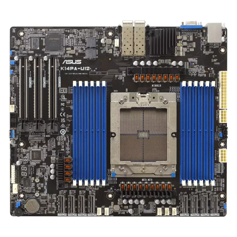 Server-Mainboard ASUS K14PA-U12/ASMB11 Sockel SP5 SSI CEB, AMD EPYC 9004, 12× DDR5-Steckplätze, 3 TB, 25GbE, 3× PCIe Gen5 x16, 1× M.2
