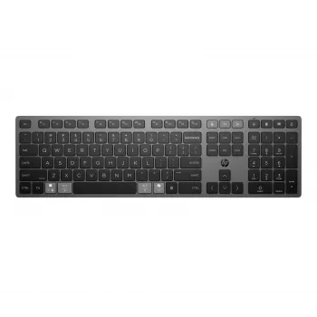 HP 725 Multi-Device wiederaufladbare kabellose Tastatur, Vollformat (100%), kabellos, RF Wireless + Bluetooth, Schwarz