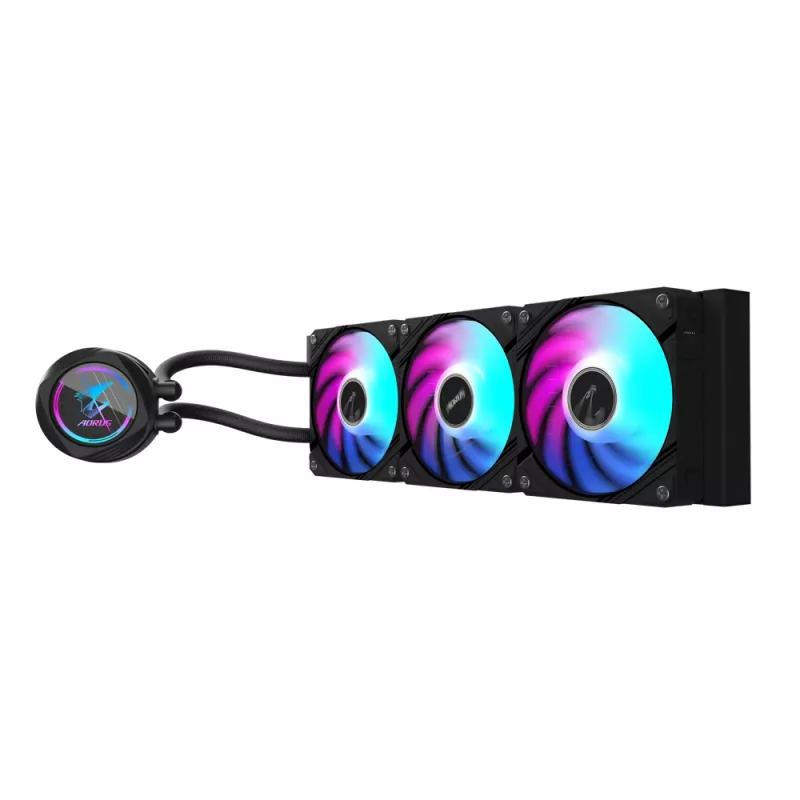 GIGABYTE AORUS WATERFORCE II 360 AIO Flüssig-CPU-Kühler - 3x120mm ARGB-Lüfter, Slide-in-Verriegelungsmechanismus, DAISY-CHAIN, kompatibel mit Intel LGA 1851 und AMD AM5
